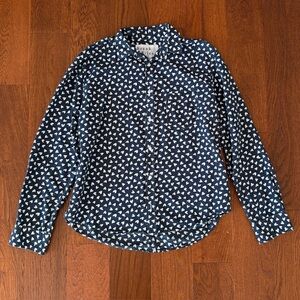 Frank & Eileen Eileen Relaxed Button Front Shirt Navy Hearts size M
